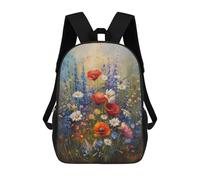 sinyumoney Zaino Stampato 3D Per Bambini Cute White Rabbit, Zaino Alla Moda Per Scuola, Viaggi E Tempo Libero Grande Zaino Per Ragazzi E Ragazze, Wildflower Field, 17"