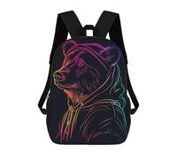 sinyumoney Zaino Stampato 3D Per Bambini Deer Moon Landscape Borsa Da Scuola Leggero E Alla Moda Per Viaggi E Studi, Bear Neon Animal, 17"
