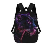 sinyumoney Zaino Stampato 3D Per Bambini Deer Moon Landscape Borsa Da Scuola Leggero E Alla Moda Per Viaggi E Studi, Black Panther Neon Animal, 17"