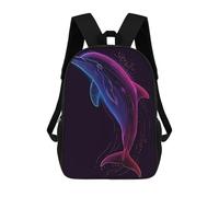 sinyumoney Zaino Stampato 3D Per Bambini Deer Moon Landscape Borsa Da Scuola Leggero E Alla Moda Per Viaggi E Studi, Dolphin Neon Animal, 17"