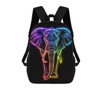 sinyumoney Zaino Stampato 3D Per Bambini Deer Moon Landscape Borsa Da Scuola Leggero E Alla Moda Per Viaggi E Studi, Elefante al neon animale, 17"
