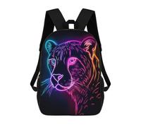 sinyumoney Zaino Stampato 3D Per Bambini Deer Moon Landscape Borsa Da Scuola Leggero E Alla Moda Per Viaggi E Studi, Jaguar Animal Neon, 17"