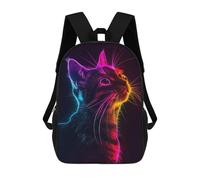 sinyumoney Zaino Stampato 3D Per Bambini Deer Moon Landscape Borsa Da Scuola Leggero E Alla Moda Per Viaggi E Studi, Cat Animal Neon, 17"