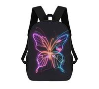 sinyumoney Zaino Stampato 3D Per Bambini Deer Moon Landscape Borsa Da Scuola Leggero E Alla Moda Per Viaggi E Studi, Farfalla al neon animale, 17"