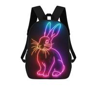 sinyumoney Zaino Stampato 3D Per Bambini Deer Moon Landscape Borsa Da Scuola Leggero E Alla Moda Per Viaggi E Studi, Rabbit Neon Animal, 17"