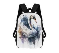 sinyumoney Zaino Stampato 3D Per Bambini Elephant Watercolor Borsa Da Scuola Leggero E Alla Moda Per Viaggi E Studi, Watercolor Bird Swan, 17"
