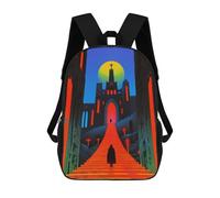 sinyumoney Zaino stampato 3D per bambini fantasia pirata nave, zaino alla moda per scuola, viaggi e tempo libero, grande zaino per ragazzi e ragazze, The Castle Of The King, 17"