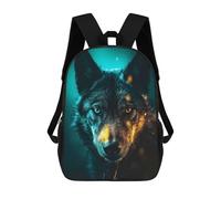 sinyumoney Zaino Stampato 3D Per Bambini Futuristic Neon Unicorn Borsa Da Scuola Leggero E Alla Moda Per Viaggi E Studi, Black Wolf In Neon, 17"