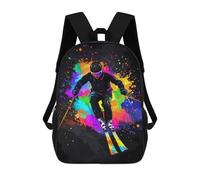 sinyumoney Zaino stampato 3D per bambini Golf Swing Silhouette, Zaino alla moda per scuola, viaggi e tempo libero, grande zaino per ragazzi e ragazze, Sciare in Colorful Splash, 17"
