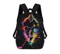 sinyumoney Zaino stampato 3D per bambini Golf Swing Silhouette, Zaino alla moda per scuola, viaggi e tempo libero, grande zaino per ragazzi e ragazze, Hockey Player In Action, 17"