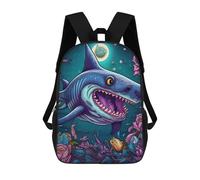 sinyumoney Zaino stampato 3D per bambini, ideale per la scuola. Zaino Scuola, Borsa A Tracolla Per Libri., Shark In A Fantasy Ocean, 17"