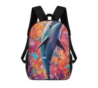 sinyumoney Zaino stampato 3D per bambini, ideale per la scuola. Zaino Scuola, Borsa A Tracolla Per Libri., Dolphin In Colorful Ocean, 17"
