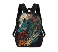sinyumoney Zaino stampato 3D per bambini, ideale per la scuola. Zaino Scuola, Borsa A Tracolla Per Libri., Wolf Spirit Artwork, 17"