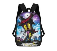 sinyumoney Zaino Stampato 3D Per Bambini Moderno Cubism Lighthouse Zaino Scuola Grande Capacità Per I Viaggi, Ideale Per I Ragazzi Della Scuola Primaria E Del College, Haunted Twisted House - Gothic