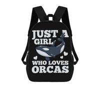 sinyumoney Zaino Stampato 3D Per Bambini Ocean Borsa Da Scuola Leggero E Alla Moda Per Viaggi E Studi, Orcas Whale Orca Lover, 17"