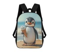 sinyumoney Zaino stampato 3D per bambini rosso panda in fiori di ciliegio, zaino alla moda, per scuola, viaggi e tempo libero, grande zaino per ragazzi e ragazze, Penguin With Ice Cream, 17"