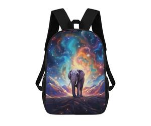 sinyumoney Zaino Stampato 3D Per Bambini Running Black Horse, Zaino Alla Moda Per Scuola, Viaggi E Tempo Libero Grande Zaino Per Ragazzi E Ragazze, Elephant At Starry Sky, 17"