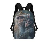 sinyumoney Zaino Stampato 3D Per Bambini Sunflower 5 Borsa Da Scuola Leggero E Alla Moda Per Viaggi E Studi, Mother Monkey Holding Baby, 17"