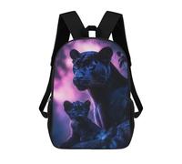 sinyumoney Zaino Stampato 3D Per Bambini Sunflower 5 Borsa Da Scuola Leggero E Alla Moda Per Viaggi E Studi, Black Panther and Cub, 17"