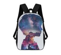 sinyumoney Zaino Stampato 3D Per Bambini The Moon And The Bubbles Zaino Scuola Per Ragazzi E Ragazze, Borsa Scuola Elementare, Borsa Per Libri Adolescenti, Kid Galaxy Silhouette, 17"