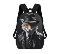 sinyumoney Zaino Stampato 3D Per Bambini The Moon And The Bubbles Zaino Scuola Per Ragazzi E Ragazze, Borsa Scuola Elementare, Borsa Per Libri Adolescenti, Fox Funny Black And White, 17"