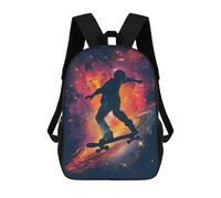 sinyumoney Zaino Stampato 3D Per Bambini The Moon And The Bubbles Zaino Scuola Per Ragazzi E Ragazze, Borsa Scuola Elementare, Borsa Per Libri Adolescenti, Skateboard Galaxy Silhouet, 17"