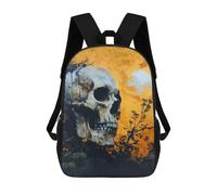 sinyumoney Zaino Stampato 3D Per Bambini The Moon And The Bubbles Zaino Scuola Per Ragazzi E Ragazze, Borsa Scuola Elementare, Borsa Per Libri Adolescenti, Field Of Flowers and Skull, 17"