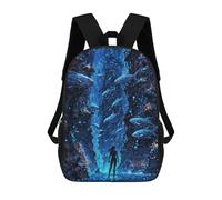 sinyumoney Zaino Stampato 3D Per Bambini The Moon And The Bubbles Zaino Scuola Per Ragazzi E Ragazze, Borsa Scuola Elementare, Borsa Per Libri Adolescenti, Underwater Metropolis, 17"