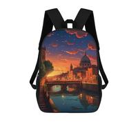 sinyumoney Zaino Stampato 3D Per Ragazzi E Ragazze Astronaut Playing Chitarra -4 Zaino Scuola Per Bambini, Borsa Da Viaggio Casuale, Borsa Per Computer Portatile, Romantic Sunset in Venice, 17"