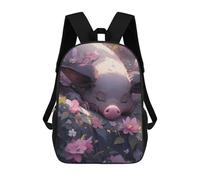sinyumoney Zaino Stampato 3D Per Ragazzi E Ragazze Fantasy Sailing Ship Sunset Zaino Scuola Per Bambini Borsa Da Viaggio Casual Borsa Per Computer Portatile, Pig In Flowers -5, 17"