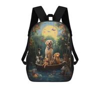 sinyumoney Zaino Stampato 3D Per Ragazzi E Ragazze Fantasy Sailing Ship Sunset Zaino Scuola Per Bambini Borsa Da Viaggio Casual Borsa Per Computer Portatile, Dogs In A Tropical Paradise, 17"