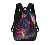 sinyumoney Zaino Stampato 3D Per Ragazzi E Ragazze Pirata Ship with Skull Flag Zaino Scuola Per Bambini, Borsa Da Viaggio Casuale, Borsa Per Computer Portatile, Neon Wolf Ritratto-7, 17"