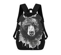 sinyumoney Zaino Stampato In 3D Per Bambini Nero E Oro Shark Borsa Da Viaggio Leggero E Alla Moda Per La Scuola E I Viaggi Degli Studenti, Black Bear Watercolor, 17"
