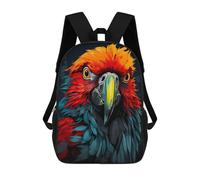 sinyumoney Zaino Stampato In 3D Per Bambini Nero E Oro Shark Borsa Da Viaggio Leggero E Alla Moda Per La Scuola E I Viaggi Degli Studenti, Parrot colorato, 17"