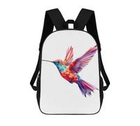 sinyumoney Zaino Stampato In 3D Per Bambini Nero E Oro Shark Borsa Da Viaggio Leggero E Alla Moda Per La Scuola E I Viaggi Degli Studenti, Hummingbird Colorful Face, 17"