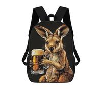 sinyumoney Zaino Stampato In 3D Per Bambini Nero E Oro Shark Borsa Da Viaggio Leggero E Alla Moda Per La Scuola E I Viaggi Degli Studenti, Wallaby Beer, 17"