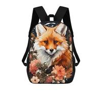 sinyumoney Zaino Stampato In 3D Per Bambini Nero E Oro Shark Borsa Da Viaggio Leggero E Alla Moda Per La Scuola E I Viaggi Degli Studenti, Fox Flower Gift, 17"