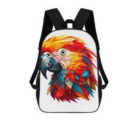 sinyumoney Zaino Stampato In 3D Per Bambini Nero E Oro Shark Borsa Da Viaggio Leggero E Alla Moda Per La Scuola E I Viaggi Degli Studenti, Parrot Colorful, 17"