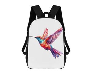 sinyumoney Zaino Stampato In 3D Per Bambini Nero E Oro Shark Borsa Da Viaggio Leggero E Alla Moda Per La Scuola E I Viaggi Degli Studenti, Hummingbird Colorful Face, 17"