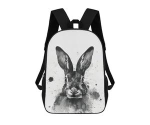 sinyumoney Zaino Stampato In 3D Per Bambini Nero E Oro Shark Borsa Da Viaggio Leggero E Alla Moda Per La Scuola E I Viaggi Degli Studenti, Coniglio Watercolor, 17"
