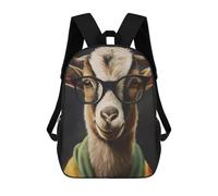 sinyumoney Zaino Stampato In 3D Per Bambini Nero E White Horse Borsa Da Scuola Leggero E Alla Moda Per Viaggi E Studi, Goat With Glasses, 17"