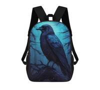 sinyumoney Zaino Stampato In 3D Per Bambini Raven Black Retro Borsa Da Viaggio Leggero E Alla Moda Per Scuola E Viaggi Degli Studenti, Raven Animals, 17"