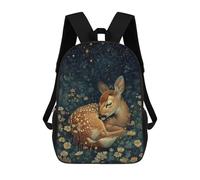 sinyumoney Zaino Unisex Sleeping Fawn Under Starry Night Sky Zaino Da Viaggio Stampato in 3D Zaino Casual Per Laptop Zaino Scolastico Leggero Per Uomo Donna Ragazzi Ragazze 17inch
