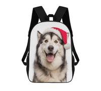 sinyumoney Zaino unisex stampato 3D per viaggi, zaino casual per computer portatile, borsa da scuola leggera per uomini, donne, ragazzi e ragazze., Festive Alaskan Malamute With Santa Hat, 17"