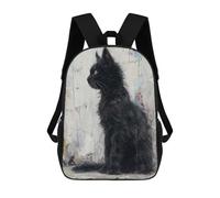 sinyumoney Zaino unisex stampato 3D per viaggi, zaino casual per computer portatile, borsa da scuola leggera per uomini, donne, ragazzi e ragazze., Nero Feline Grace, 17"