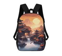 sinyumoney Zaino unisex stampato 3D per viaggio, zaino casual per computer portatile, borsa da scuola leggera per uomini, donne, ragazzi e ragazze, Vintage Japan Landscapes, 17"