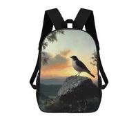 sinyumoney Zaino, Zaino Bambino, Zaino, Borsa Scuola Stampa 3D Per Ragazzi E Ragazze, Bird On A Rock At Sunset, 17"