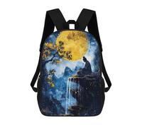 sinyumoney Zombified Zaino scolastico stampato 3D per ragazzi e ragazze, zaino per computer portatile per bambini e studenti/adulti, Zen Meditation Under Full Moon, 17"