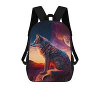 sinyumoney Zombified Zaino scolastico stampato 3D per ragazzi e ragazze, zaino per computer portatile per bambini e studenti/adulti, Wolf Sunset, 17"