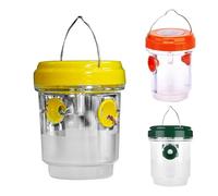 Sinyuyong Hornet Trap - LED Light Attractant, Reusable Double Entry Asian Hornet Catcher for Garden, Balcony(Yellow)